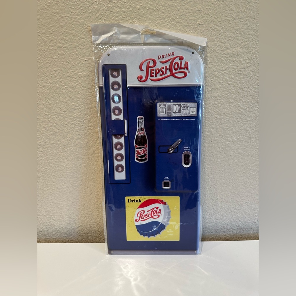 Vintage Pepsi Soda Machine Metal Sign Retro Garage Mancave Barn 9 X 18